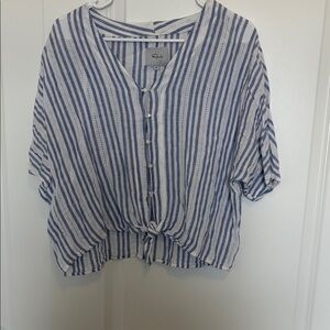 Rails Blue and White Striped Button Down Shirt